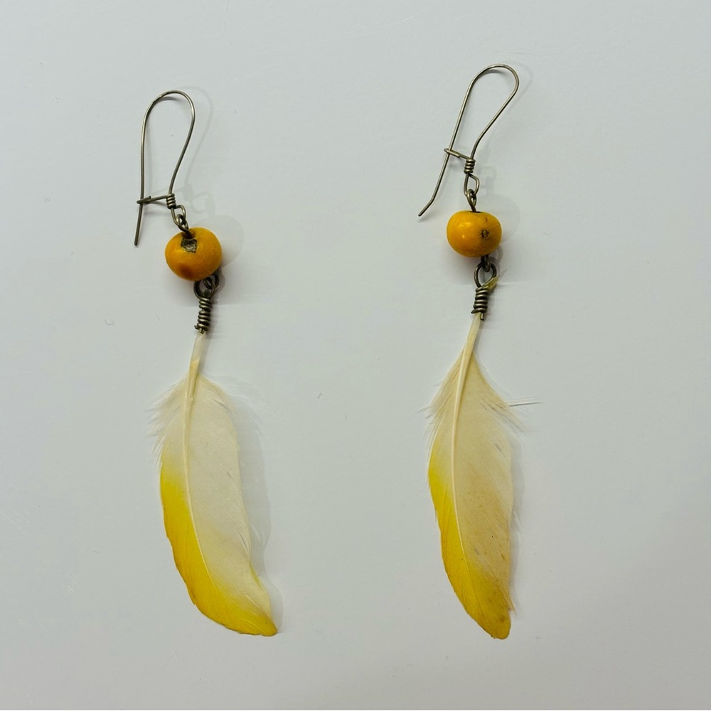 Ecuadorian rainforest feathered ear rings